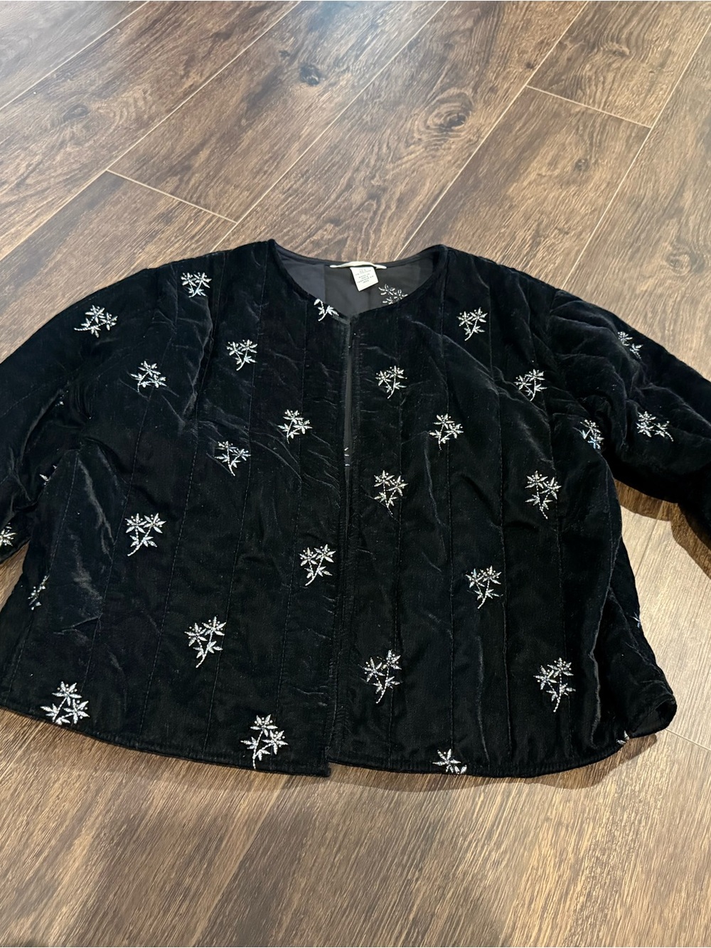 H&M Black Velvet Embroidered Blazer Jacket